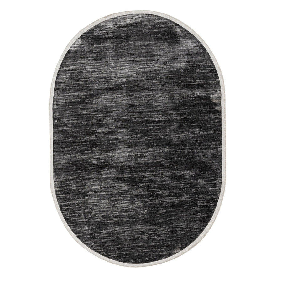 Antrasit Vintage Dekoratif Halı - Oval Polyester
