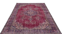 Blue & Burgundy Medallion Turkish Rug, Hand-Knotted Wool 178x270 cm (5'10" x 8'10")