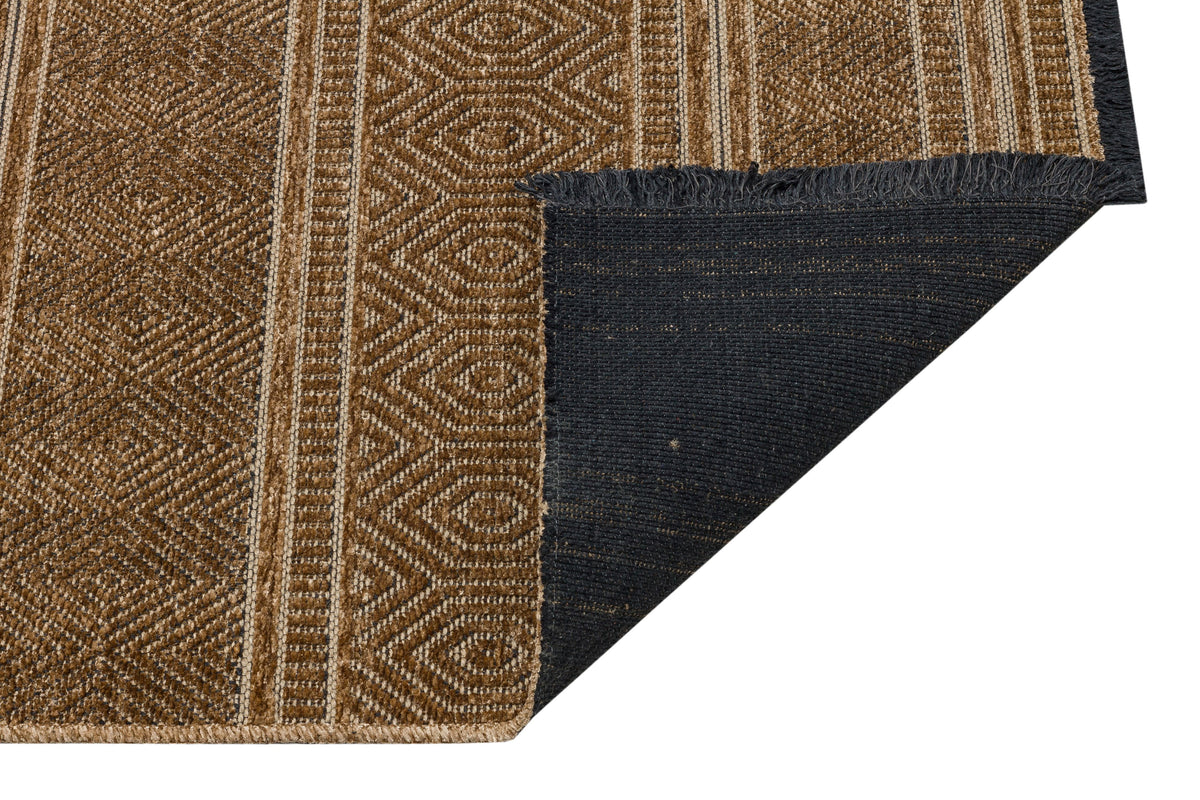 Alkora Kahverengi Bej Geometrik Modern Makine Halısı