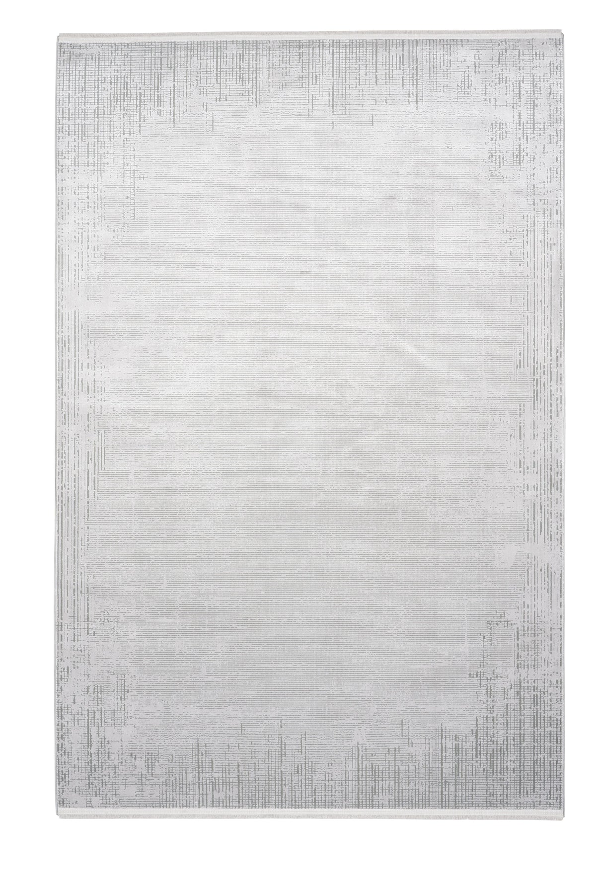 Olvira Gri Beyaz Soyut Desenli Modern Makine Halısı