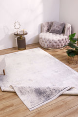 Olvira White Gray Abstract Mélange Pattern Modern Machine-Made Rug