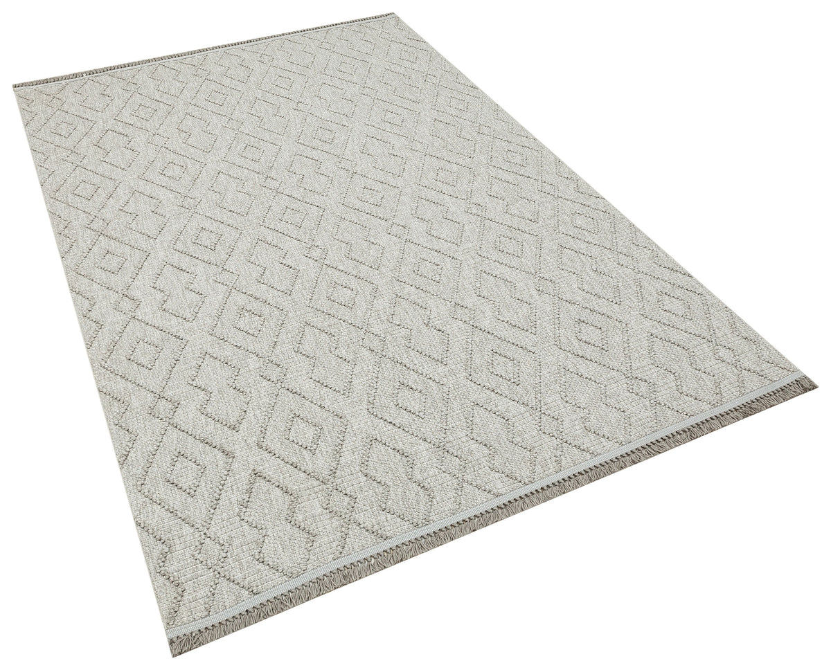 Lunera Gri Beyaz Açık Gri Geometrik Modern Makine Halısı