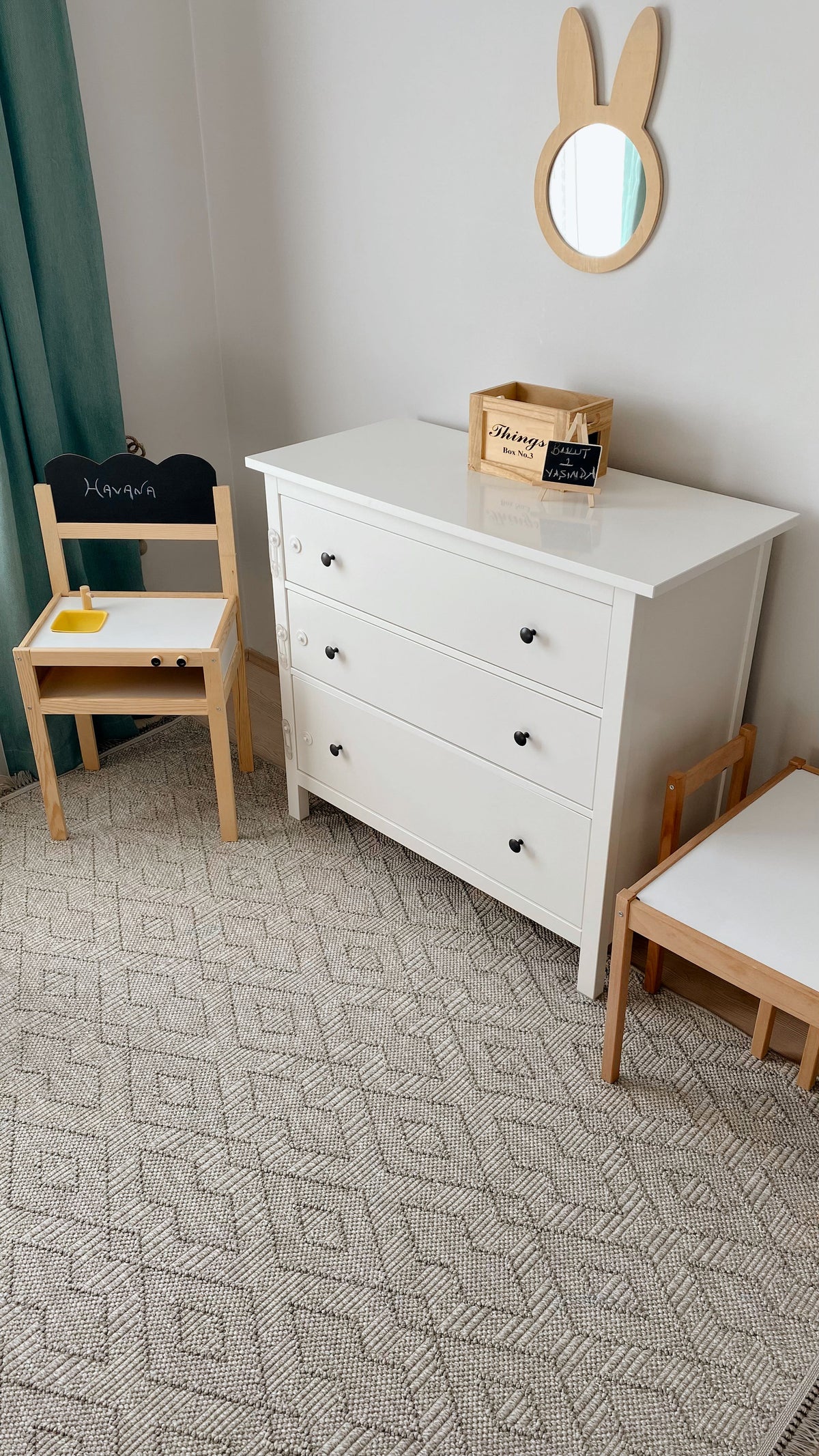 Lunera Gri Beyaz Açık Gri Geometrik Modern Makine Halısı