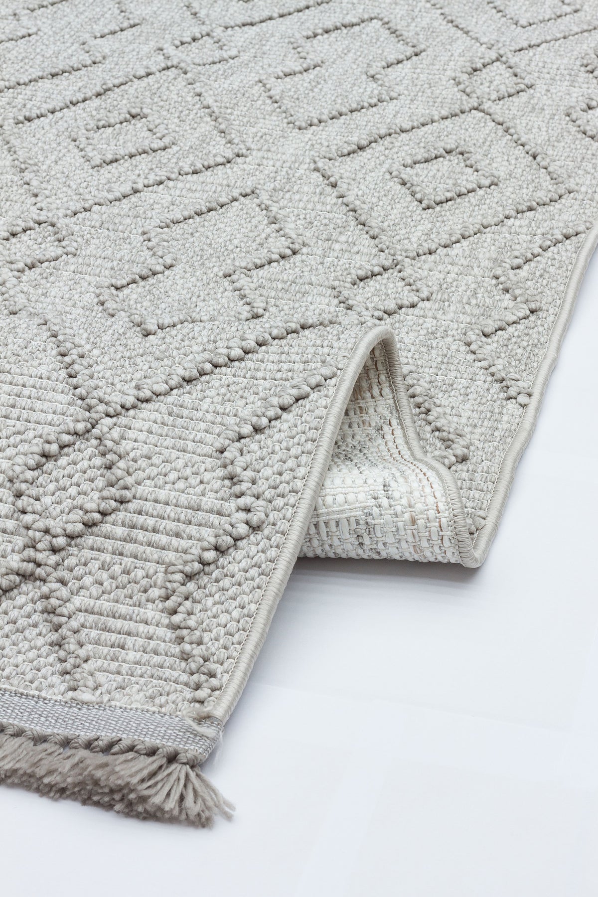 Lunera Gri Beyaz Açık Gri Geometrik Modern Makine Halısı