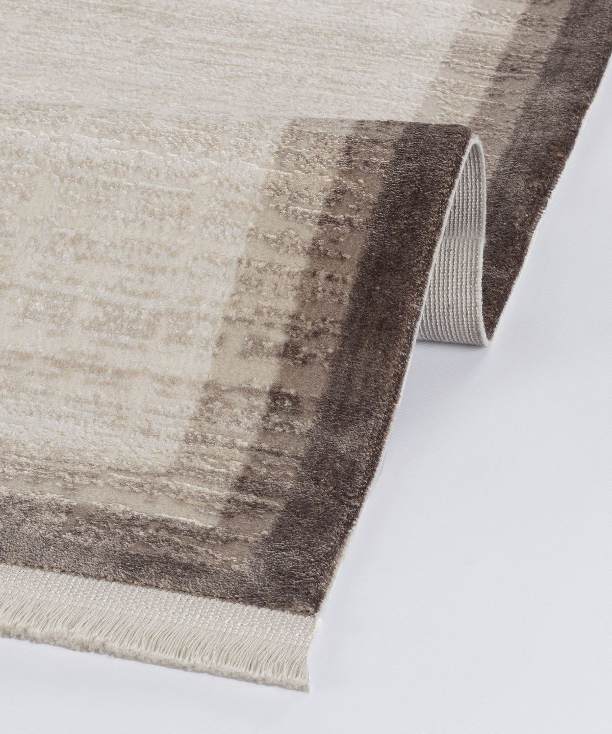 Mirelo Bej Kahverengi Bordurlu Minimalist Modern Makine Halısı