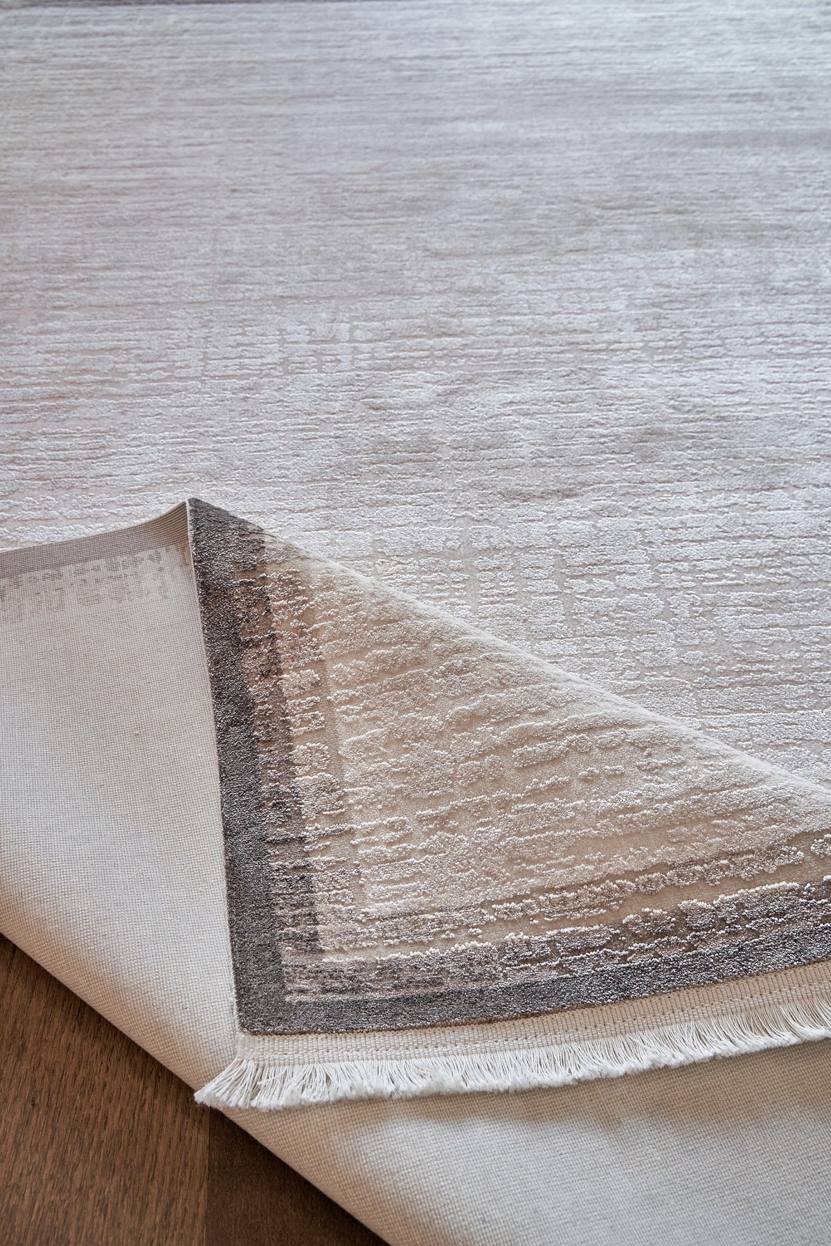 Mirelo Bej Kahverengi Bordurlu Minimalist Modern Makine Halısı