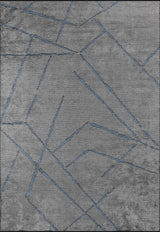 Sovra Grau Blau Moderner Geometrischer Maschinell Gefertigter Teppich