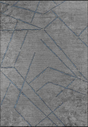 Sovra Gri Mavi Modern Geometrik Makine Halısı