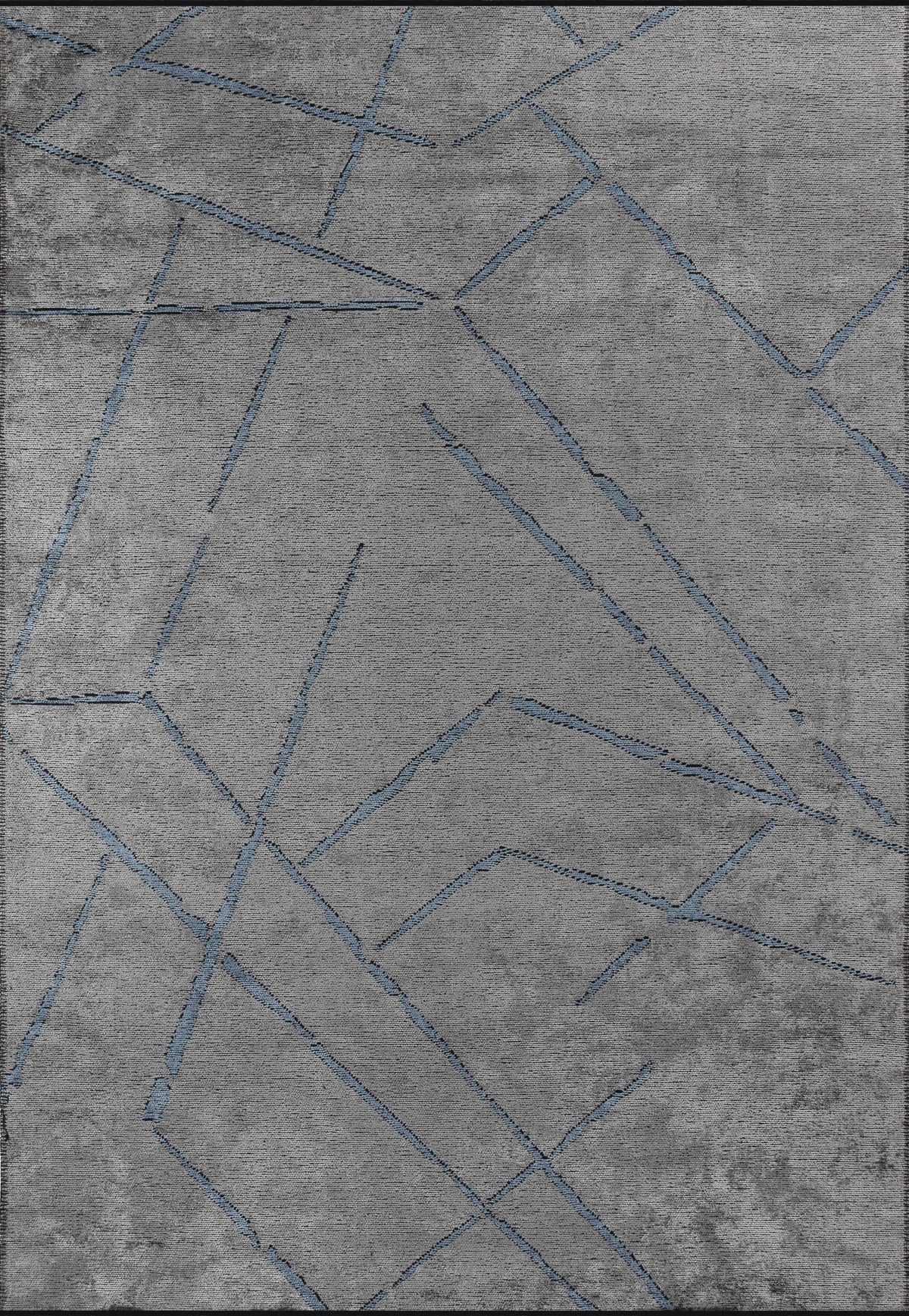 Sovra Gri Mavi Modern Geometrik Makine Halısı