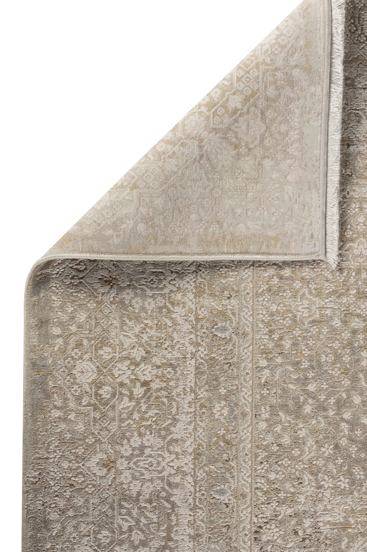 Zerita Bej Çok Bordürlü Eskitme Görünümlü İnce Dokulu Halı