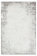 Torvan Off-White Anthracite Light Gray Abstract Pattern Modern Machine-Made Rug