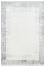Tapis de machine moderne Torvan gris blanc à motif abstrait