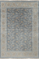 Sorva Light Blue Beige Floral Classic Machine-Made Rug