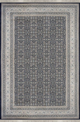 Sorva Navy Beige Floral Pattern Classic Machine-Made Rug