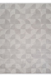 Sivra Gri Beyaz Modern Geometrik Makine Halısı