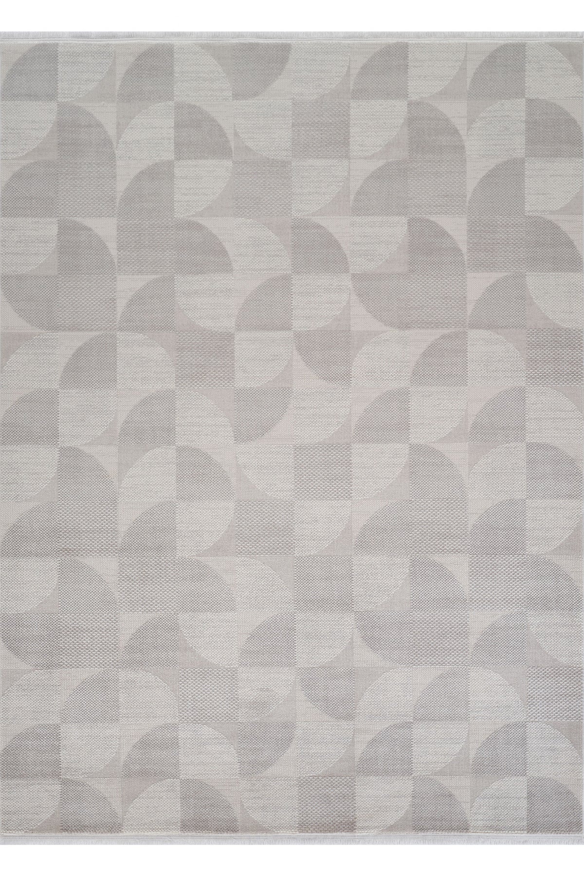 Sivra Gri Beyaz Modern Geometrik Makine Halısı