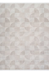 Sivra Beige Grey Modern Geometric Living Room Rug
