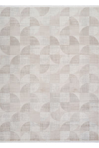 Sivra Bej Gri Modern Geometrik Salon Halısı