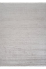 Sivra Grey White Modern Plain Soft Shiny Machine-Made Rug