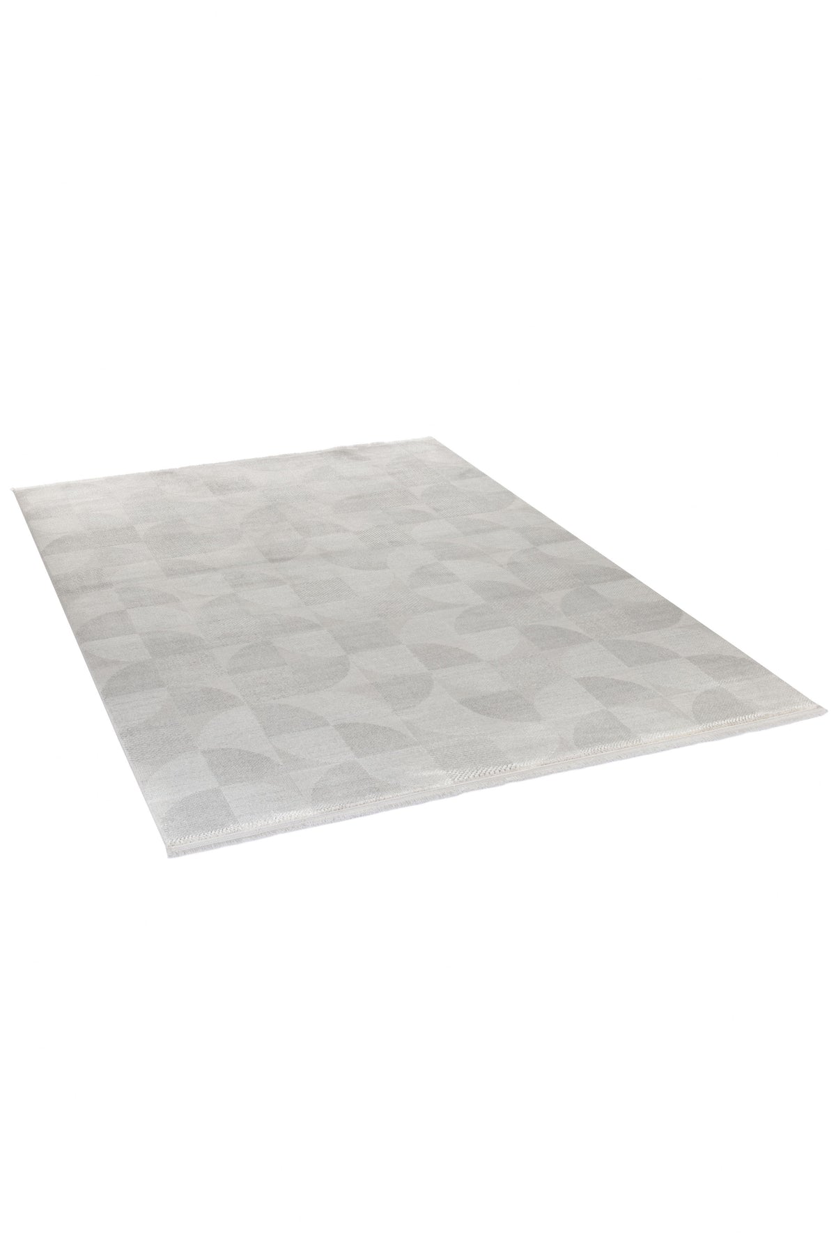Sivra Gri Beyaz Modern Geometrik Makine Halısı – genel görünüm
