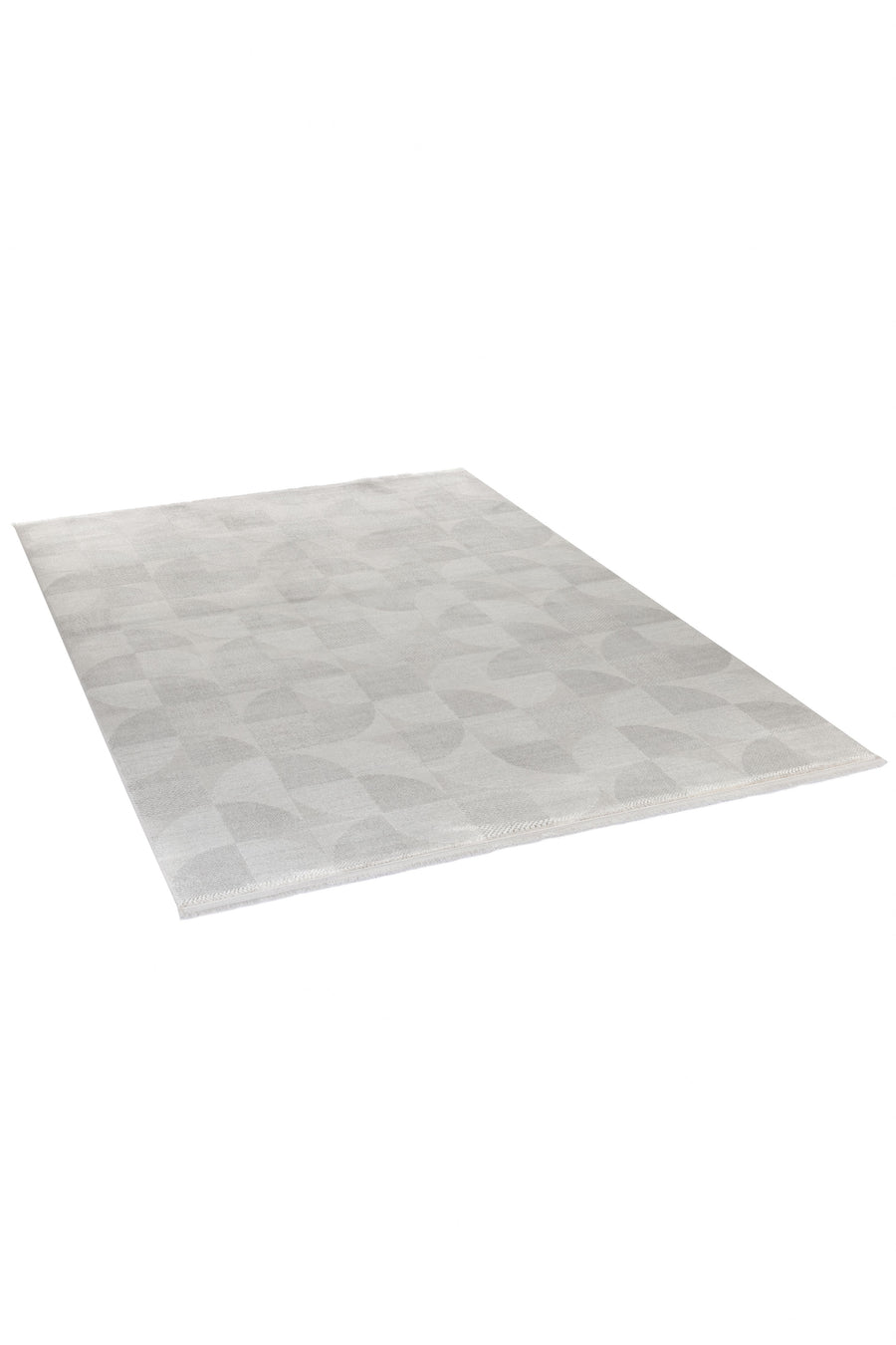 Sivra Gri Beyaz Modern Geometrik Makine Halısı – genel görünüm