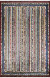 Lorasa Navy Multi-Coloured Striped Classic Machine-Made Rug