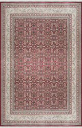 Lorasa Bordeaux Beige Classic Floral Pattern Machine-Made Rug