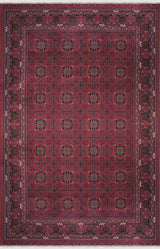 Lorasa Burgundy Black Classic Geometric Machine-Made Rug