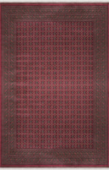 Lorasa Bordeaux Geometric Pattern Classic Machine-Made Rug