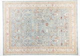 Lasli Blue Beige Floral Classic Bordered Machine-Made Rug