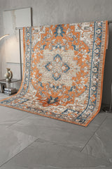 Flura Orange Blue Geometric Classic Machine-Made Rug
