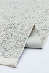 Davela Off-White Light Blue Geometric Modern Machine-Woven Rug