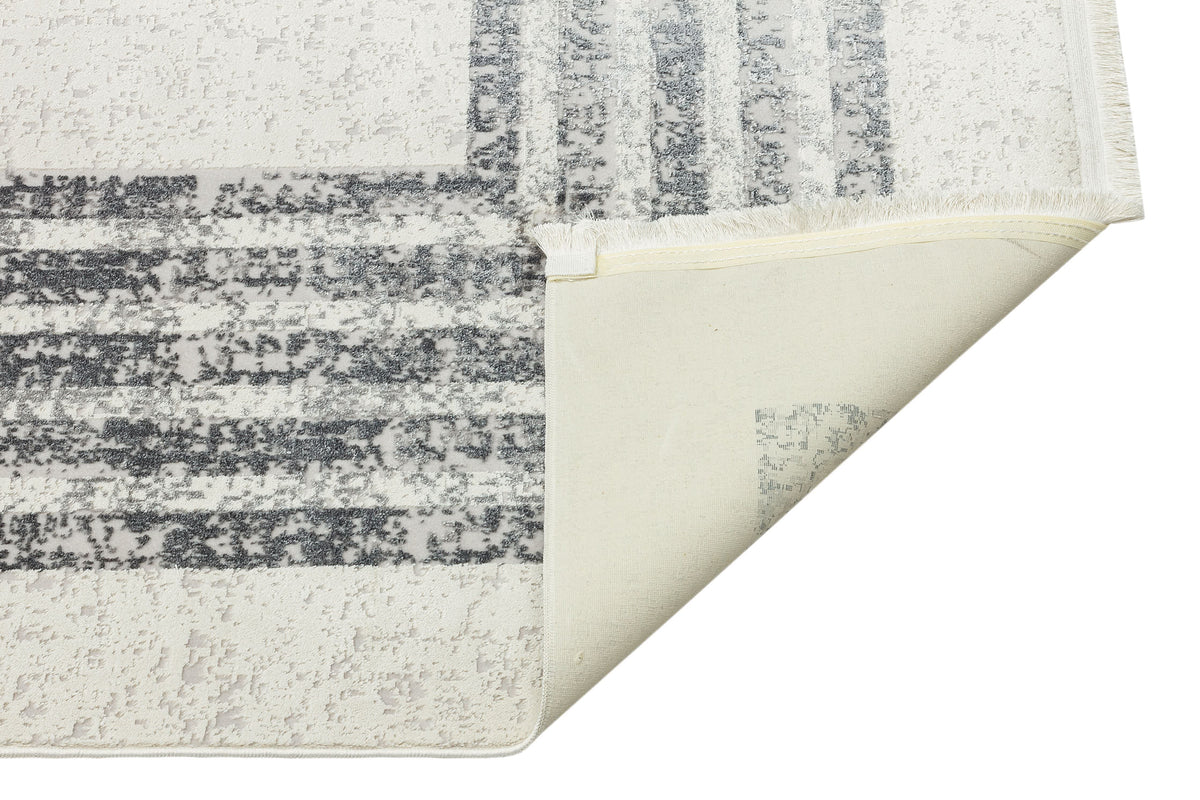Davela Kırmızı Gri Geometrik Eskitme Desenli Modern Makine Halısı
