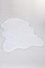 Gromi Asymmetric White Green Plain Decorative Rug
