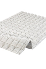 Pivra White Ecru Geometric Patterned Machine-Made Rug