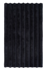 Linez Black Modern Plain Embossed Ribbed Rug
