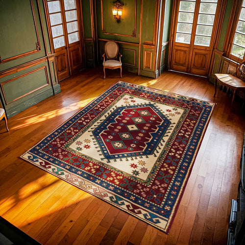 Bordo Göbekli Modern Etnik Desenli Halı  | Makinada Yıkanabilir | Hav Toz Vermez | Leke Tutmayaz | Kaymaz Taban | Dijital Makine Baskı | Salon Yolluk Mutfak Halısı