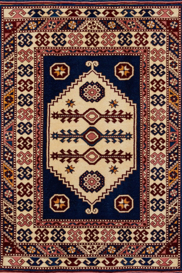 Krem Kırmızı Bohem Eskitme Halı - Yıkanabilir - Kaymaz Taban - Pati Dostu