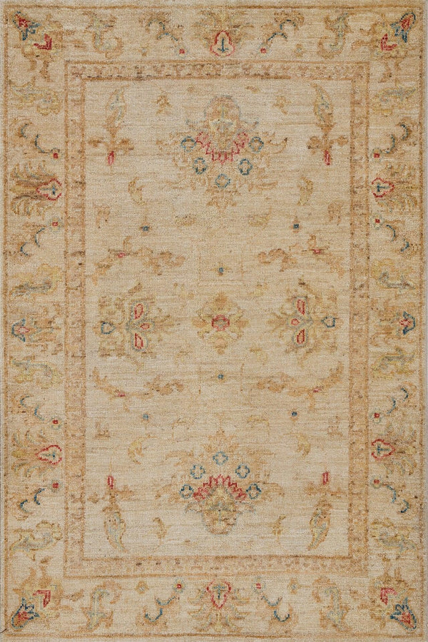 Bej Krem Bohem Eskitme Halı - Yıkanabilir - Kaymaz Taban - Pati Dostu