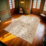 Cream Burgundy Classic Bedroom Rug - Polyester