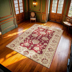 Bordo Bordürlü Modern Etnik Desenli Halı  | Makinada Yıkanabilir | Hav Toz Vermez | Leke Tutmayaz | Kaymaz Taban | Dijital Makine Baskı | Salon Yolluk Mutfak Halısı