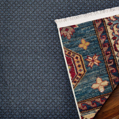 Mavi Madalyon Modern Etnik Desenli Halı  | Makinada Yıkanabilir | Hav Toz Vermez | Leke Tutmayaz | Kaymaz Taban | Dijital Makine Baskı | Salon Yolluk Mutfak Halısı