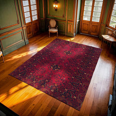 Bordo Madalyon Modern Etnik Desenli Halı  | Makinada Yıkanabilir | Hav Toz Vermez | Leke Tutmayaz | Kaymaz Taban | Dijital Makine Baskı | Salon Yolluk Mutfak Halısı