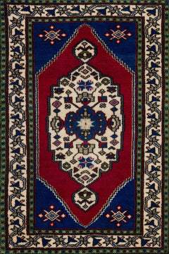 Mavi Madalyon Modern Etnik Desenli Halı  | Makinada Yıkanabilir | Hav Toz Vermez | Leke Tutmayaz | Kaymaz Taban | Dijital Makine Baskı | Salon Yolluk Mutfak Halısı