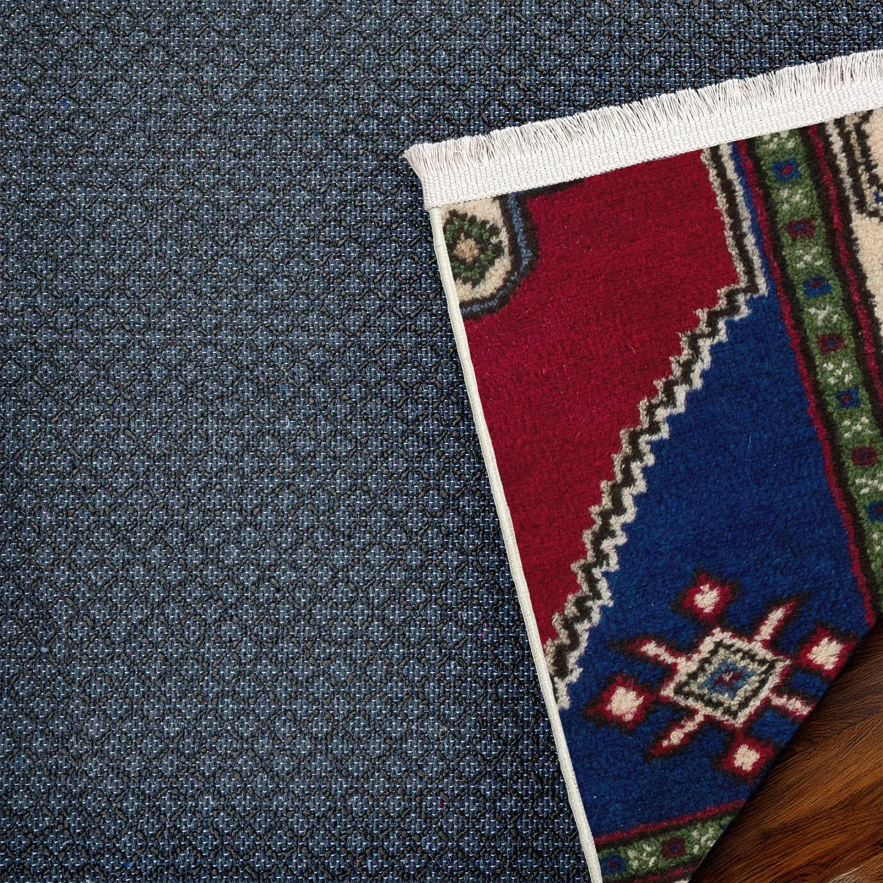 Krem Kırmızı Bohem Eskitme Halı - Yıkanabilir - Kaymaz Taban - Pati Dostu