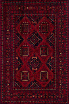 Bordo Bordürlü Modern Etnik Desenli Halı  | Makinada Yıkanabilir | Hav Toz Vermez | Leke Tutmayaz | Kaymaz Taban | Dijital Makine Baskı | Salon Yolluk Mutfak Halısı