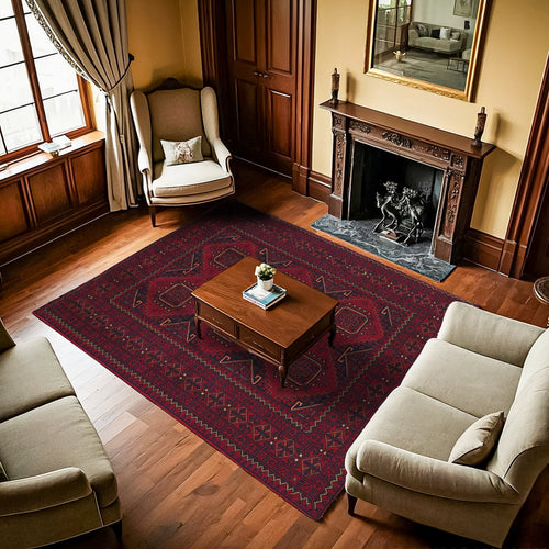 Bordo Bordürlü Modern Etnik Desenli Halı  | Makinada Yıkanabilir | Hav Toz Vermez | Leke Tutmayaz | Kaymaz Taban | Dijital Makine Baskı | Salon Yolluk Mutfak Halısı