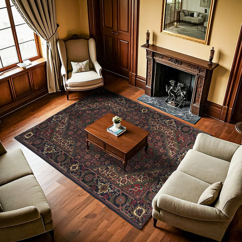 Bordo Göbekli Modern Etnik Desenli Halı  | Makinada Yıkanabilir | Hav Toz Vermez | Leke Tutmayaz | Kaymaz Taban | Dijital Makine Baskı | Salon Yolluk Mutfak Halısı