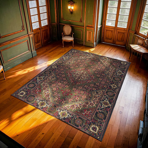 Bordo Göbekli Modern Etnik Desenli Halı  | Makinada Yıkanabilir | Hav Toz Vermez | Leke Tutmayaz | Kaymaz Taban | Dijital Makine Baskı | Salon Yolluk Mutfak Halısı