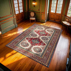 Krem Madalyon Modern Etnik Desenli Halı  | Makinada Yıkanabilir | Hav Toz Vermez | Leke Tutmayaz | Kaymaz Taban | Dijital Makine Baskı | Salon Yolluk Mutfak Halısı